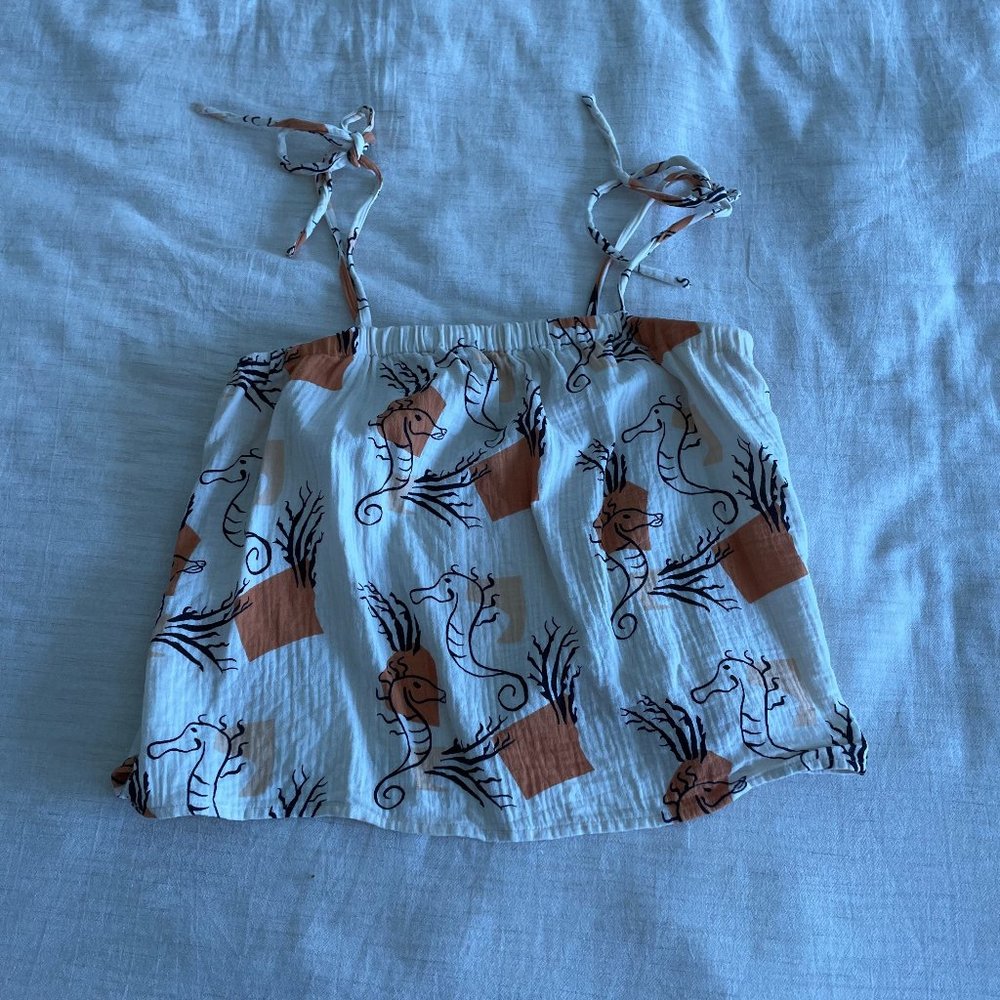 Madewell Tie Shoulder Top Seahorses